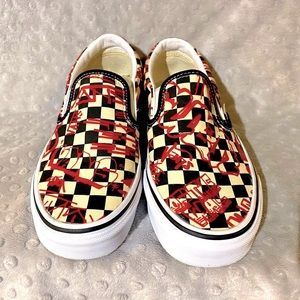 Vans Classic Slip On Shoes,Red Black White, Size 7